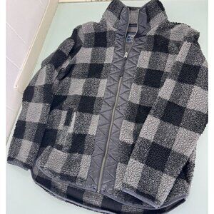 Abercrombie & Fitch Jacket Unisex Small S Buffalo Plaid Full Zip Sherpa Teddy